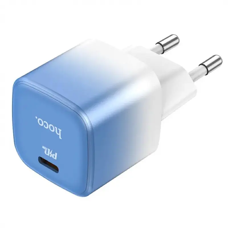 Сетевое зарядное устройство Hoco C101A single port PD20W charger 1 порт бело синий - фото 3