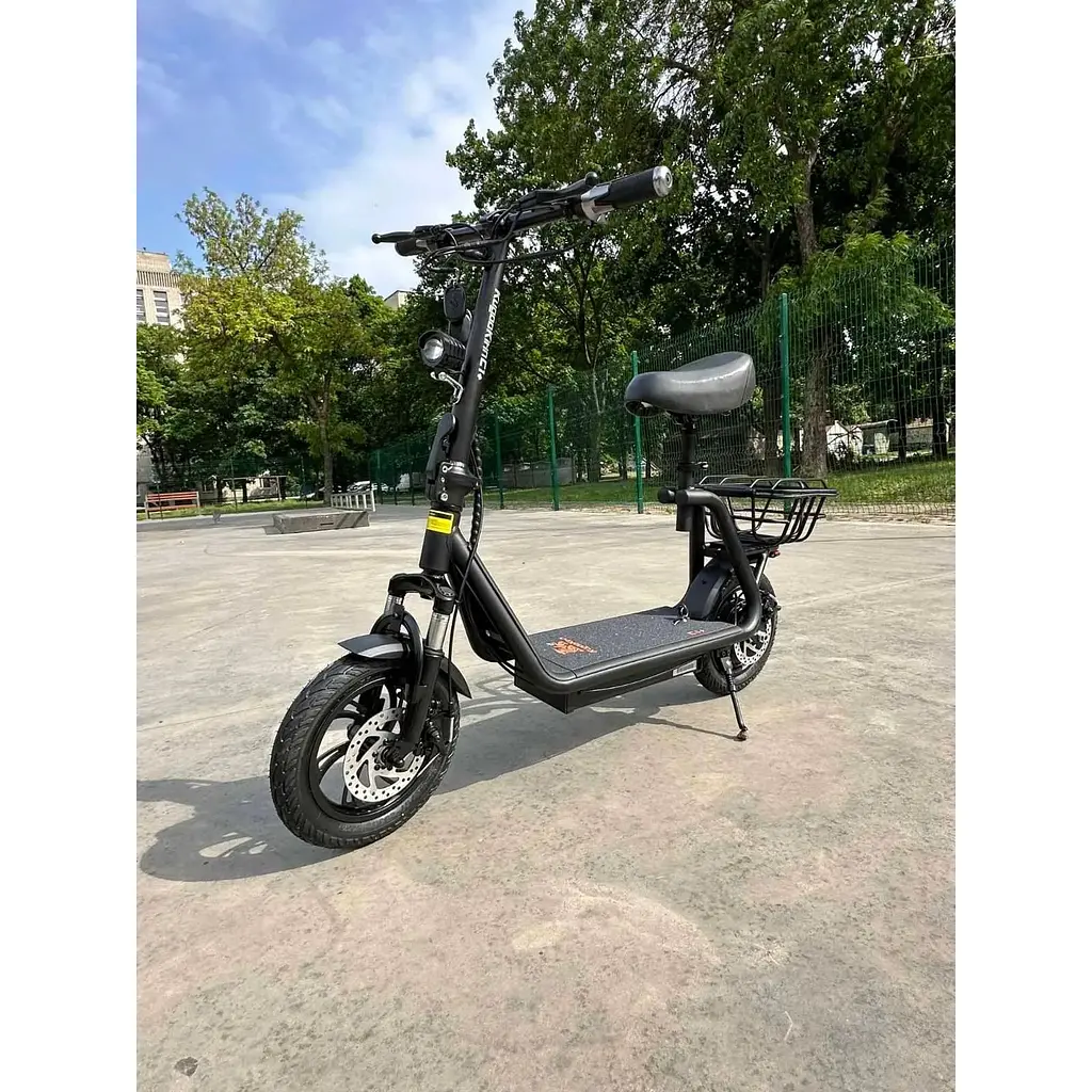 Электросамокат с сиденьем Kugoo C1+ PLUS (1000W 18Ah) Черный - фото 3