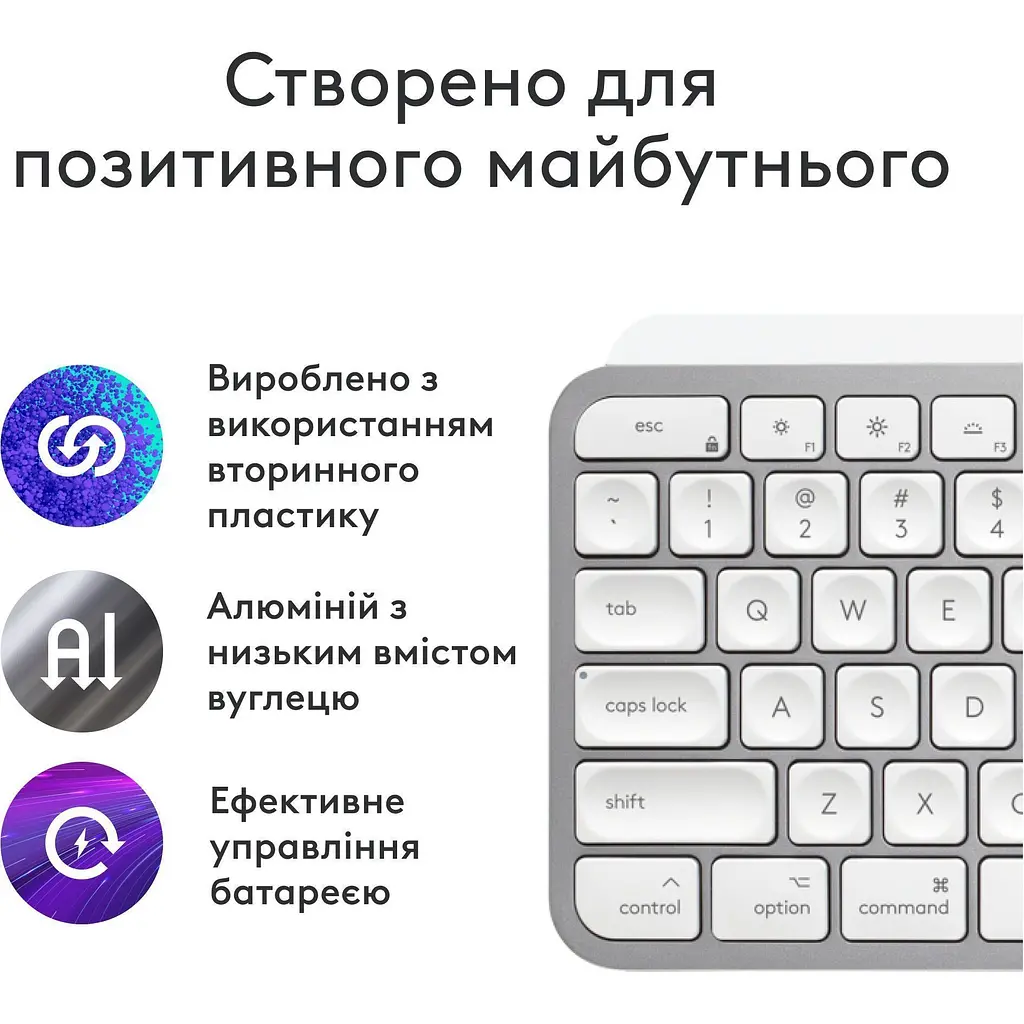 Клавіатура Logitech MX Keys S for Mac Pale Grey (920-011638) [138845] - фото 6