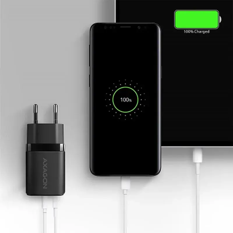 Зарядний пристрій AXAGON 1xUSB QC4.0 + 1xUSB-C PD30W PPS black (ACU-PQ30) - фото 7