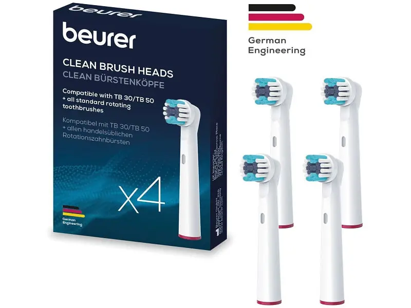Насадки до зубних щіток Beurer TB 15/30/50 Clean 4 шт White (TB_15/30/50_C_4) - фото 3