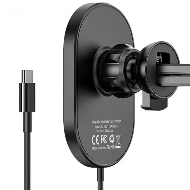 Автотримач із бездротовою зарядкою Hoco CA90 Car Wireless Charger (Black) [60980] - фото 2