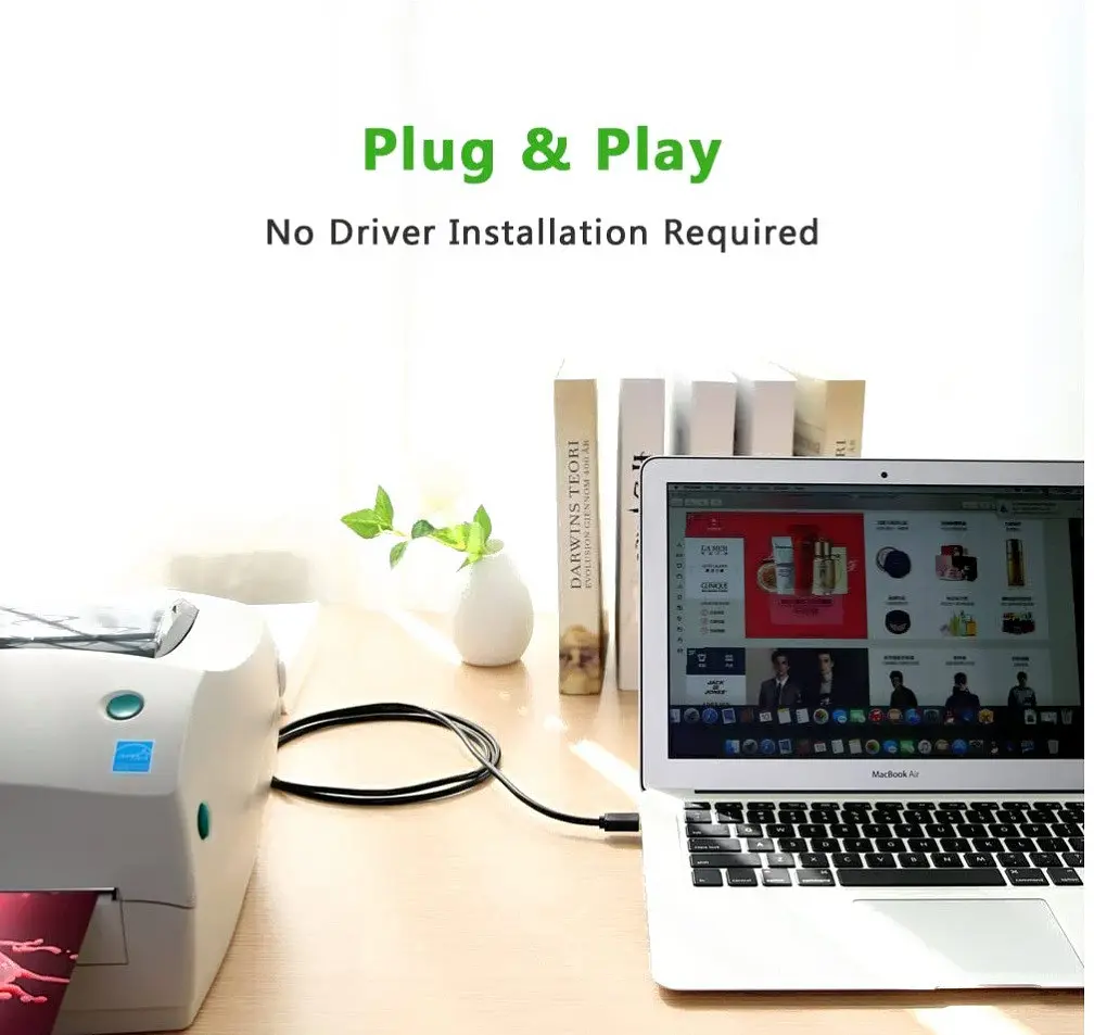 Кабель UGREEN US210 USB 3.0 AM to BM Print Cable 2m (чорний）(UGR-10372) - фото 2