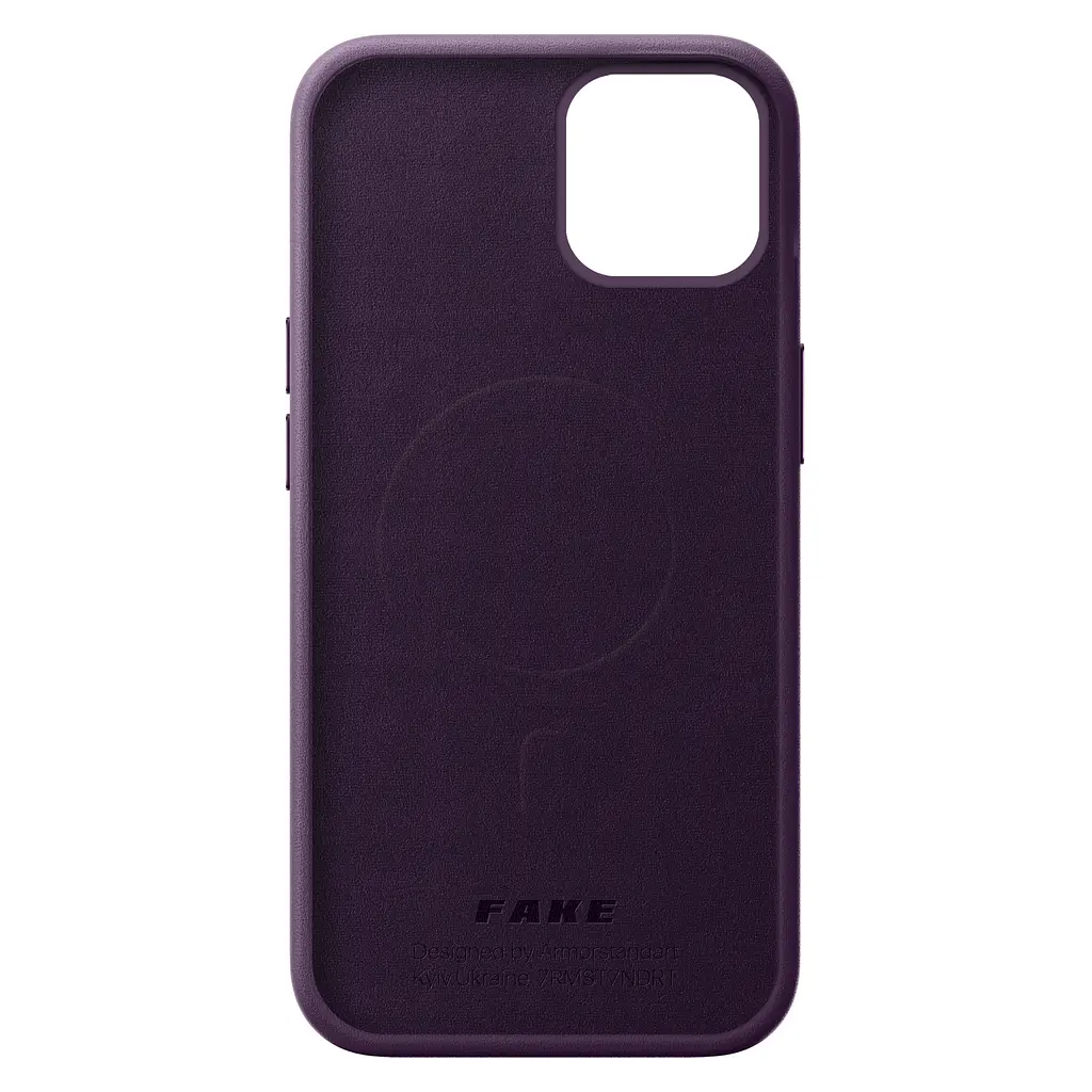 Кожаный чехол-панель для Apple iPhone 14, FAKE Leather Case, фиолетовый, искусственная кожа, премиальный, противоударный, защита всего корпуса, с мягкой подкладкой, поддержка MagSafe и беспроводной зарядки, ArmorStandart (ARM64392) - фото 2