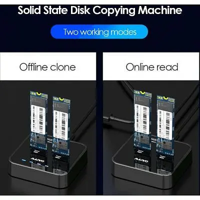 Док-станція для накопичувачів Maiwo 2 x NVMe M.2 SSD Key M/B+M USB 3.1 Gen2 Type-C (K3016P) - фото 8