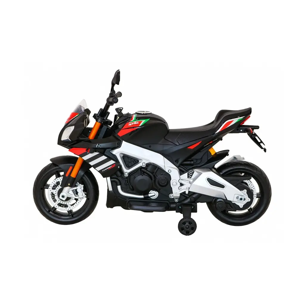 Електромотобайк із допоміжними колесами Ramiz Aprilia Tuono V4 12 В, чорний (PA.A010.CZ) - фото 4