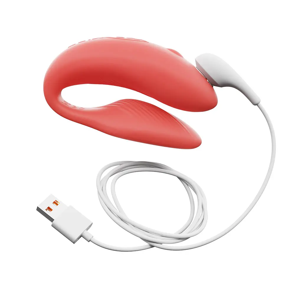 Смарт-вібратор для пар We-Vibe Chorus Crave Coral, сенсорне керування вібраціями стисненням пульта - фото 5