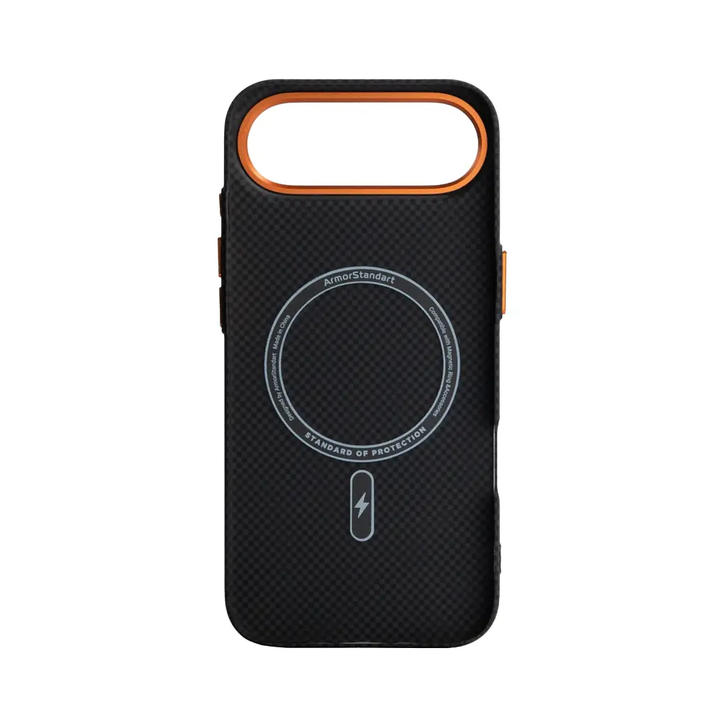 Чохол ArmorStandart LikeCarbon2 SE MagCase для Apple iPhone 17 Air Kevlar Black Orange - фото 2