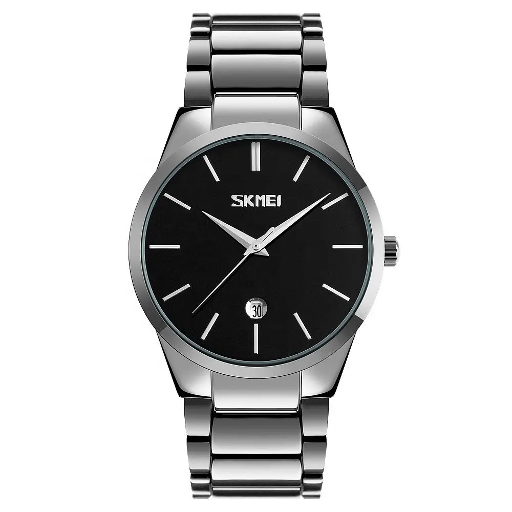 Мужские наручные часы Skmei 9140 черные с серебристым циферблатом - фото 9