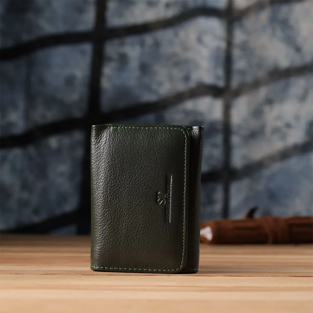 Маленький гаманець зручного формату із натуральної шкіри ST Leather 23076 зелений - фото 9