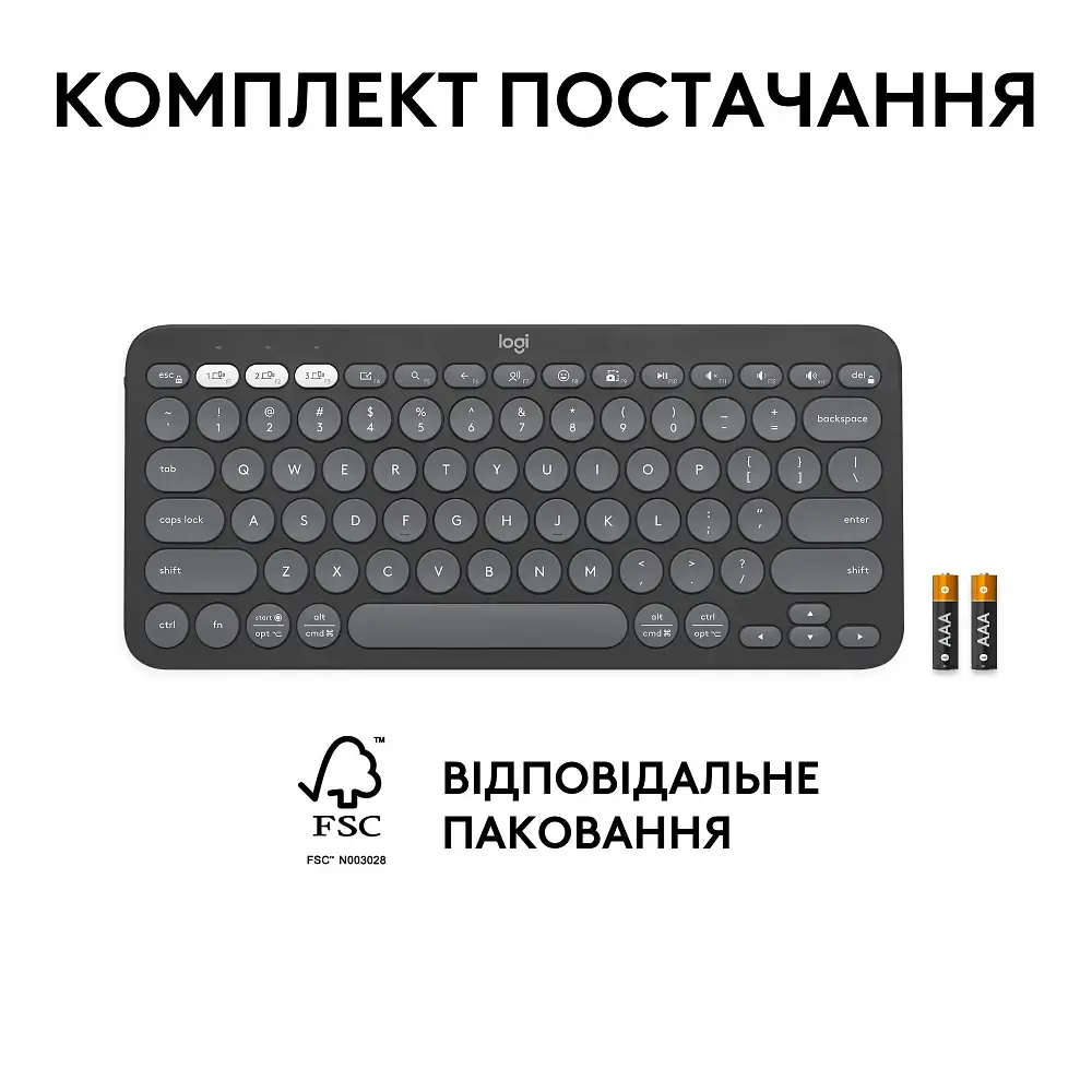 Клавіатура Logitech K380s Pebble Keys 2 Tonal Graphite (6915629) - фото 6