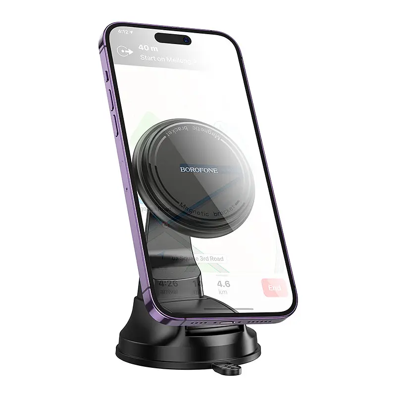 Автотримач для телефону BOROFONE BH136 Parker ring magnetic car holder(center console) Чорний - фото 3
