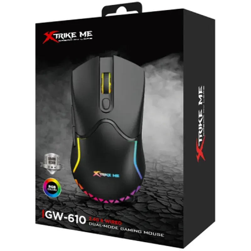 Мишка Xtrike ME GW-610 Wireless RGB Black (GW-610) - фото 7