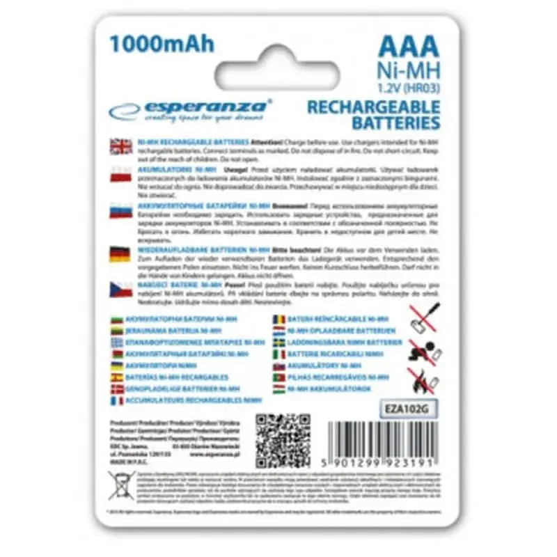 Акумулятор Esperanza AAA 1000mAh Ni-MH * 4 green (EZA102G) - фото 2