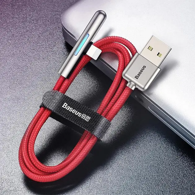 Кабель Baseus Iridescent Lamp Mobile Game Cable USB to Lightning 2.4A 1m CAL7C-A09 Red - фото 4