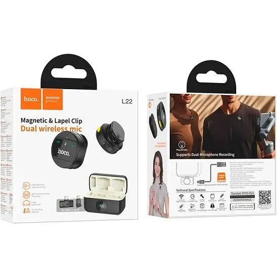 Мікрофонна радіосистема Hoco L22 Bright Lightning/USB-C Black (6942007663151) [158613] - фото 6