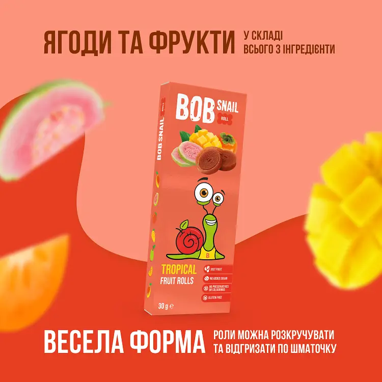 Фруктові цукерки Bob Snail Манго-Хурма-Гуава 30 г - фото 2
