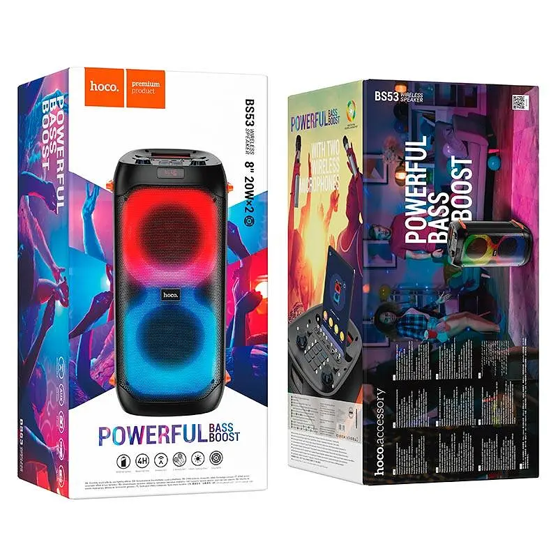 Акустика-караоке Hoco bs53 Manhattan wireless dual mic outdoor BT speaker - фото 9