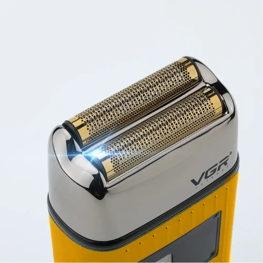 Електробритва шейвер VGR V-357 з USB і LED-дисплеєм, Жовта / Акумуляторна бездротова чоловіча бритва - фото 4