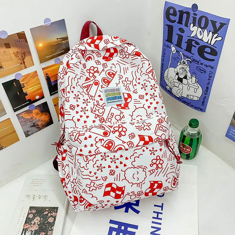 Рюкзак підлітковий No Brand 5154 31х13 см White-Red 13081-84483 - фото 2