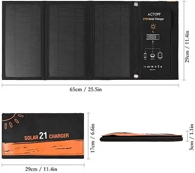 Солнечная панель Solar panel Y11020U 21W + 2xUSB Зарядное устройство (Черный) - фото 6