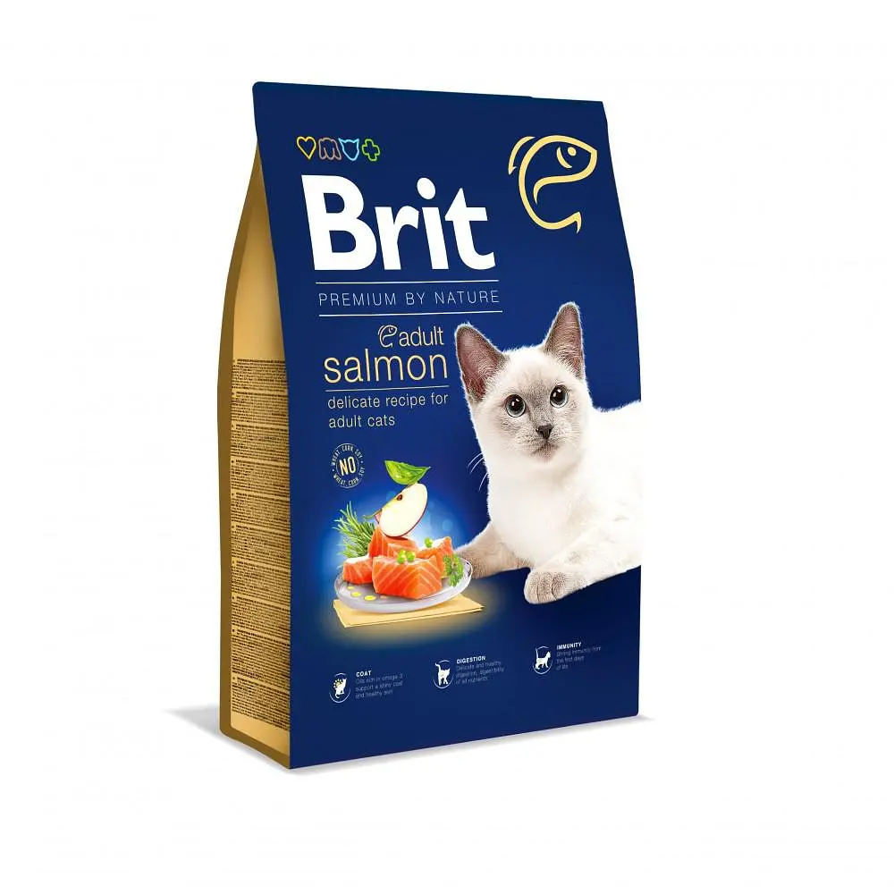 Сухий корм Brit Premium Adult Salmon Брит для котів із лососем, 8 кг (арт.171868)
