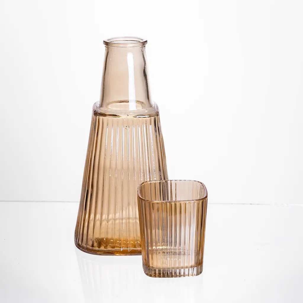 Кувшин для напитков 1 литр со стаканом 1 шт на 200 мл Коричневый Yiwu HP-19-PYF-2 - фото 2