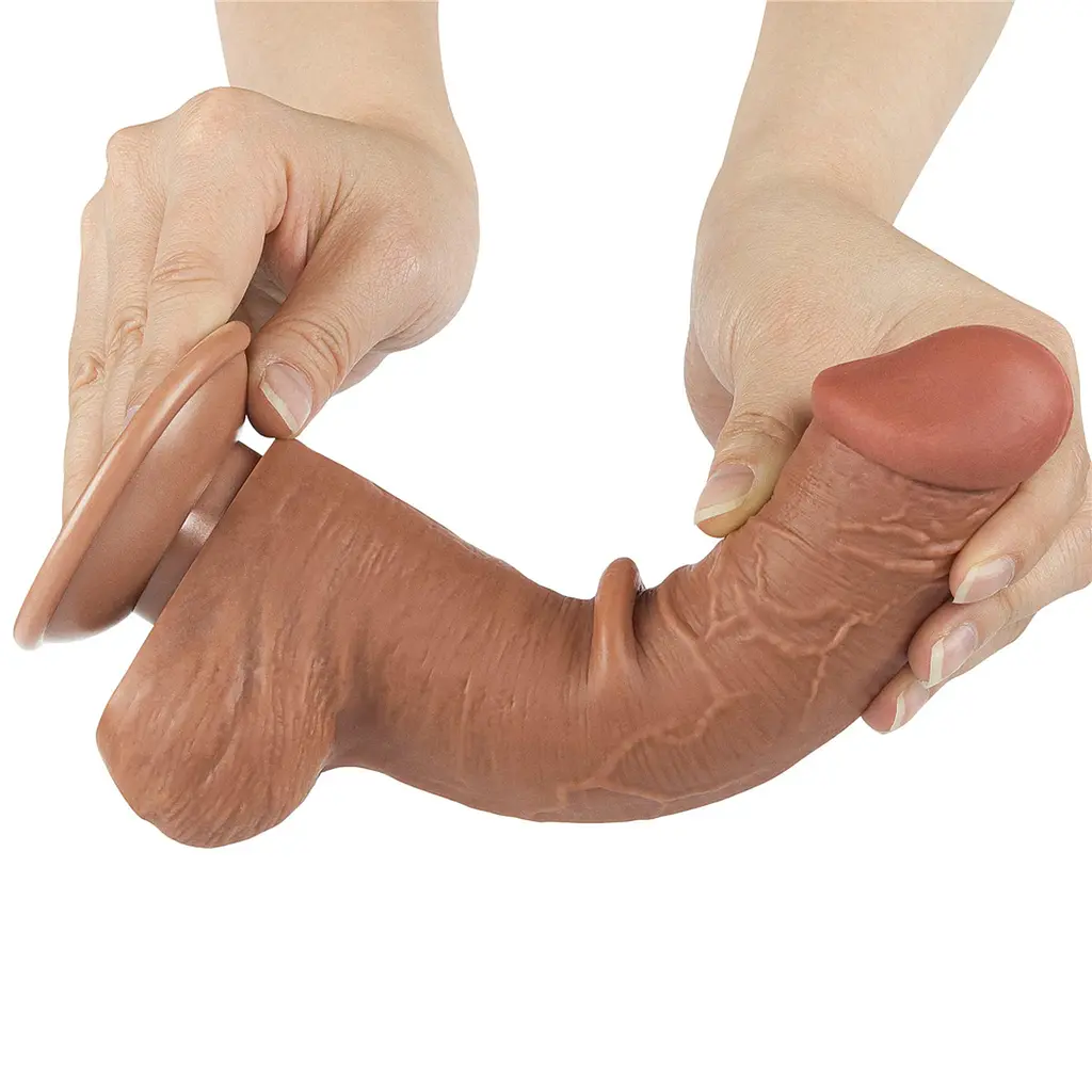 Фалоімітатор Lovetoy Sliding-Skin Dual Layer Dong 8'' 20.8 см коричневий - фото 5