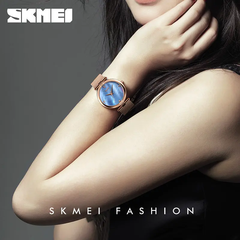 Жіночий класичний годинник Skmei 9177 Marble (Сині) - фото 4