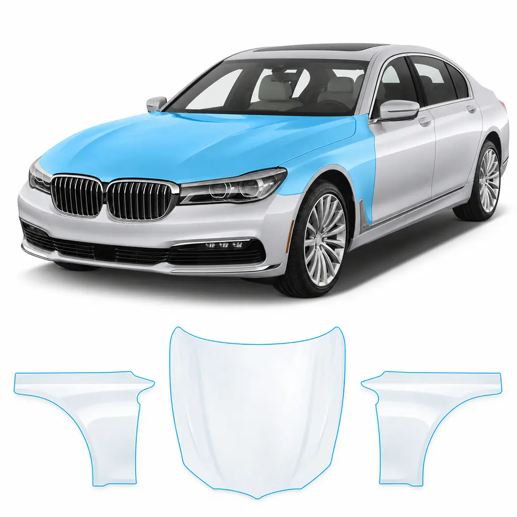 Антигравійна захисна бронеплівка за лекалами для BMW 7 Series G11/G12 2015-2019 - капот і передні крила
