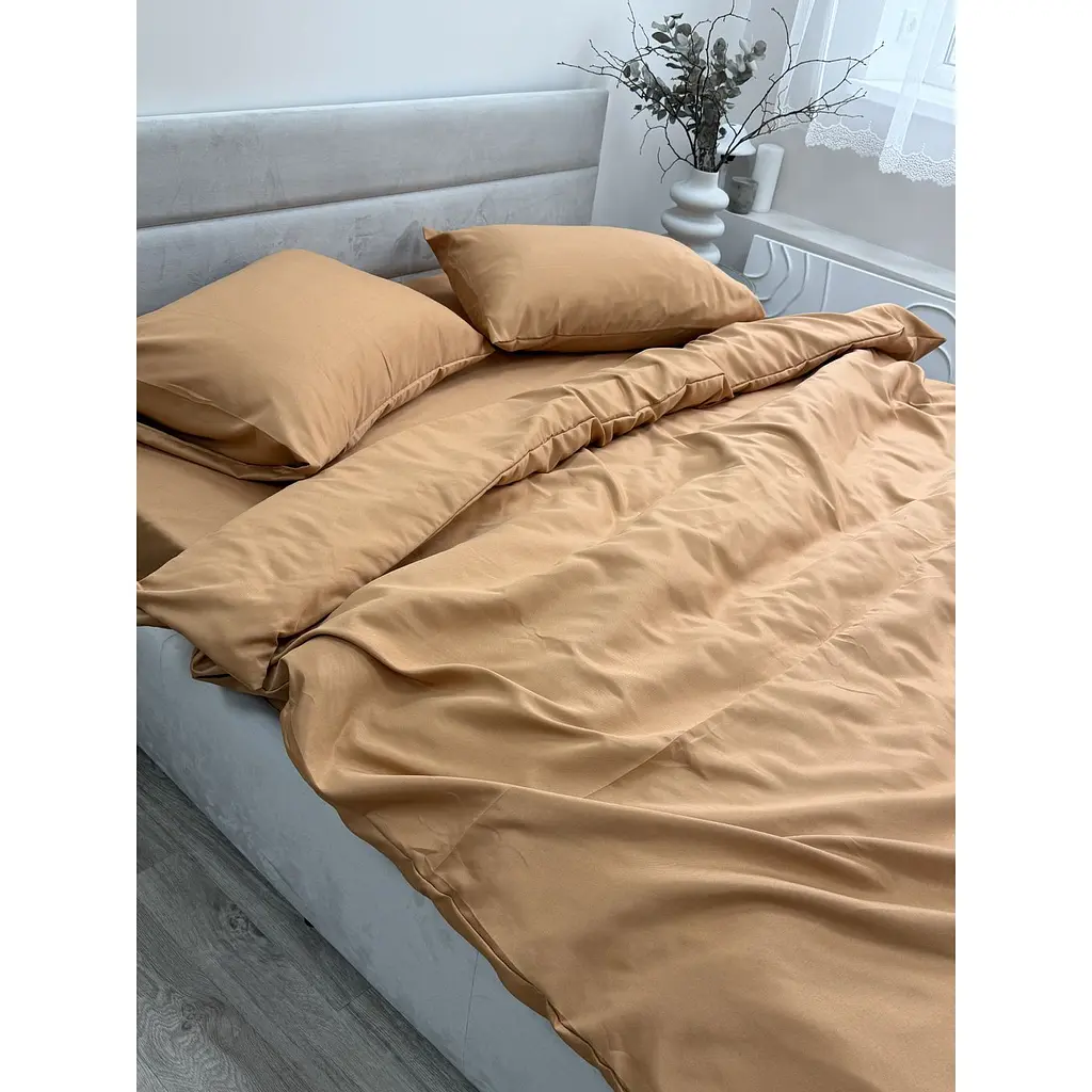 Комплект постельного белья Ecotton Orange евро полисатин оранжево-горчичный (25194) - фото 2