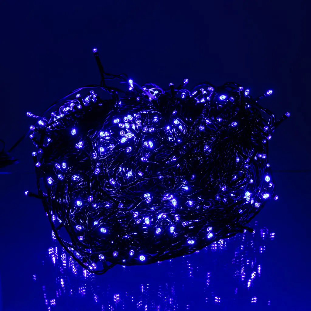 Новорічна гірлянда Різдвяна фея GarlandoPro 100 м 1000 LED чорний дріт Синій CF1000L100MBBL - фото 2
