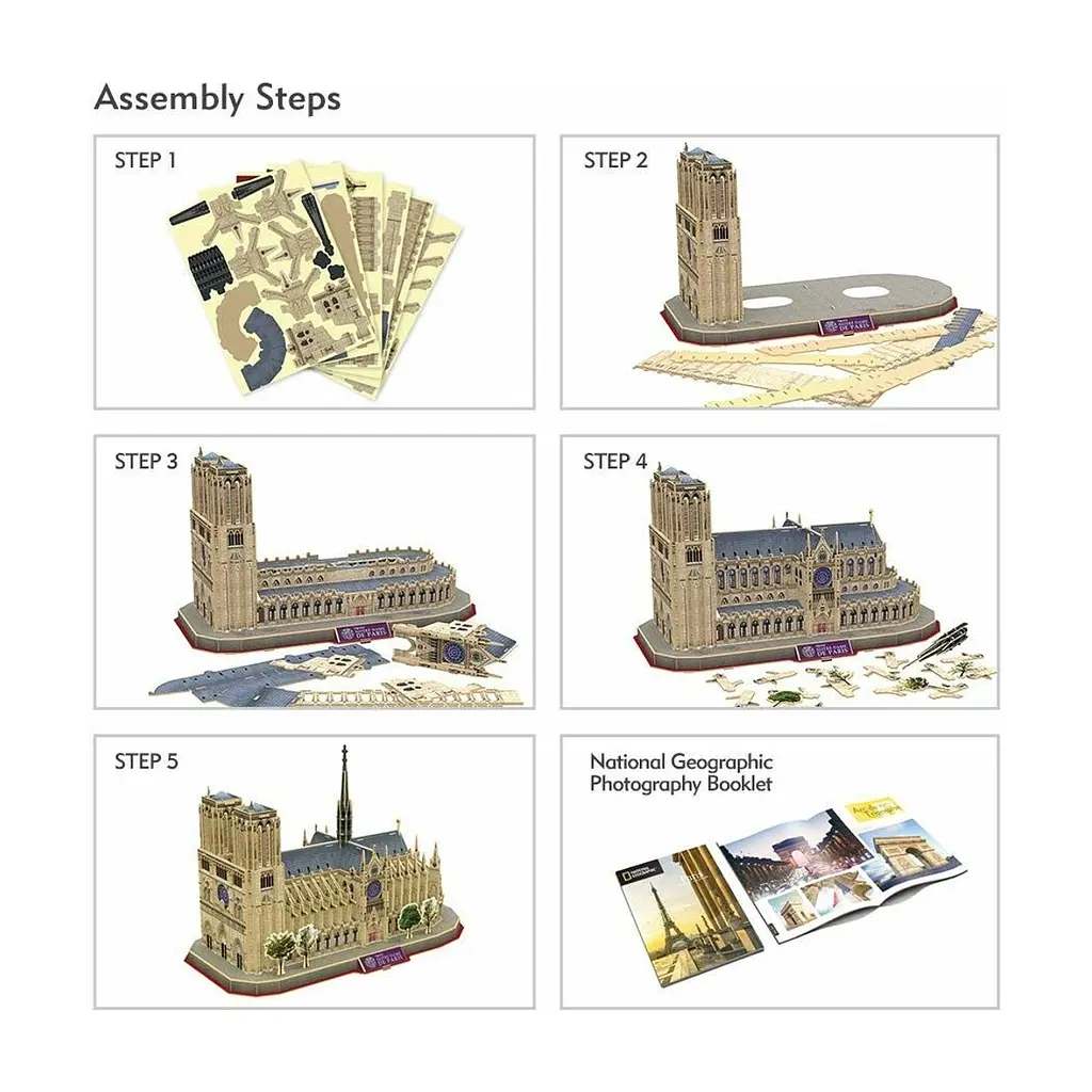 Пазл Cubic Fun Тривимірний пазл National geographic Нотр-Дам-де-Парі (DS0986h) - фото 5