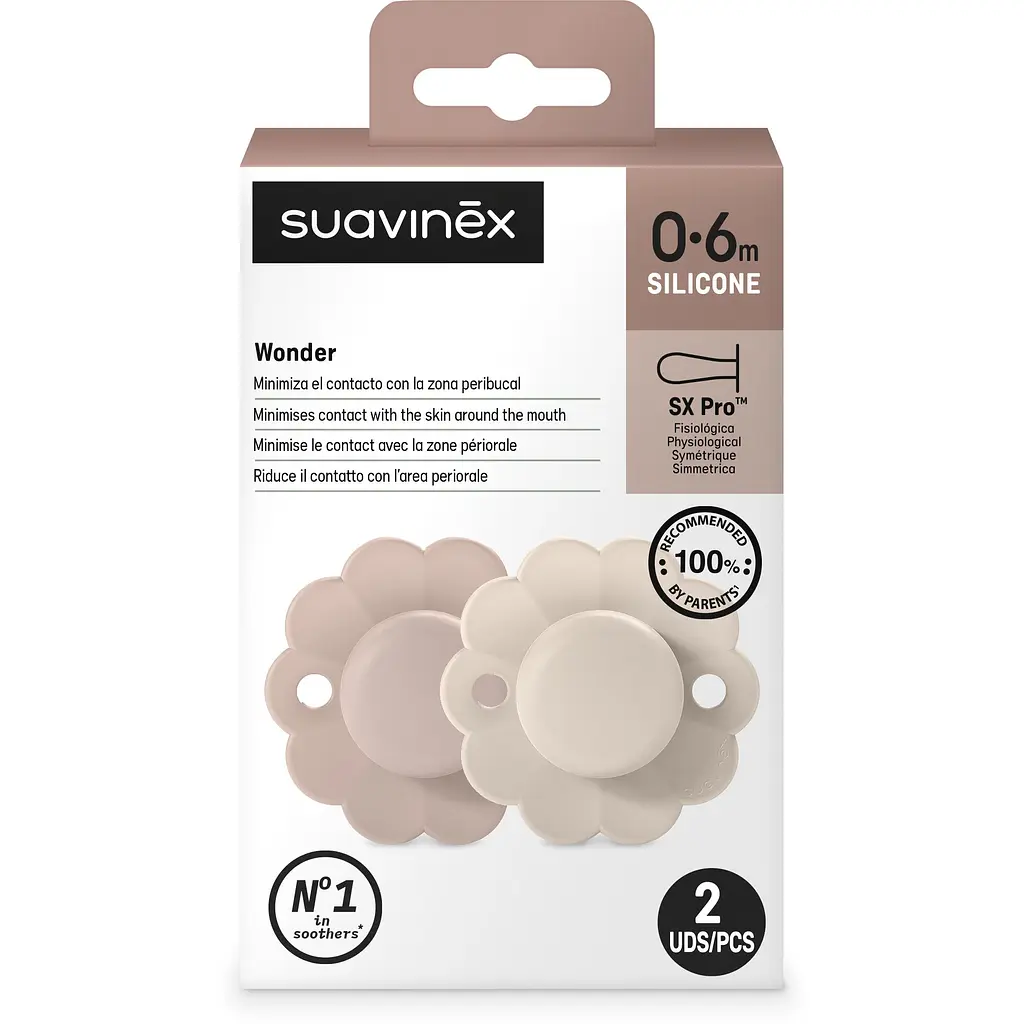Пустушка Suavinex Wonder фізіологічна 0-6 місяців 2 шт. світло-рожева та нюдова (308400) - фото 8
