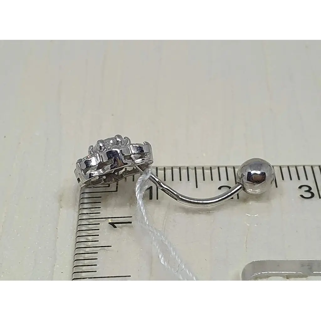 Срібна сережка для пірсингу пупка Ірій з фіанітами. 6010 - фото 3