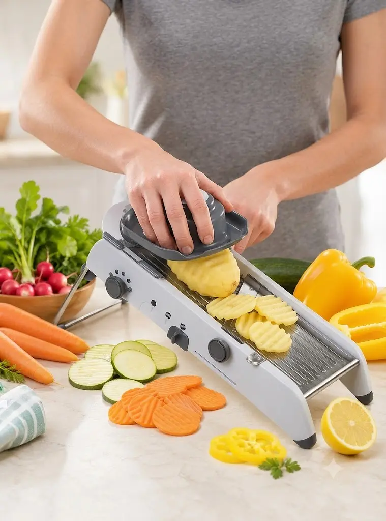 Регульована тертка-шатківниця для овочів / Овочерізка Smart Multifunctional Mandoline Slicer / Механічний подрібнювач універсальний кухонний - фото 2