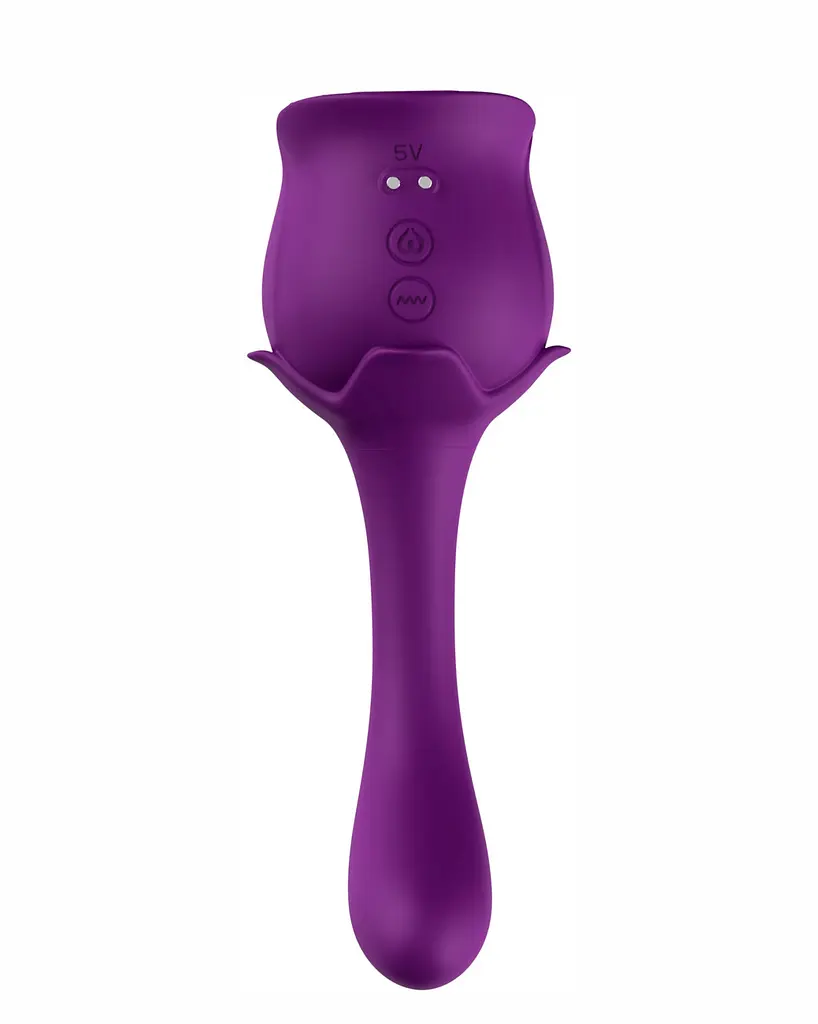 Подвійний вібратор з вакуумною стимуляцією Stymulator Rose S-E05 purple - фото 2