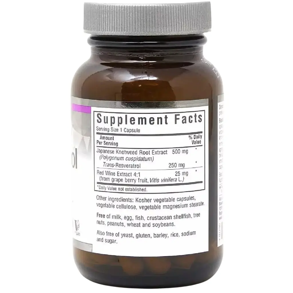 Ресвератрол Bluebonnet Nutrition Resveratrol Beautiful Ally 250 мг 60 рослинних капсул - фото 2