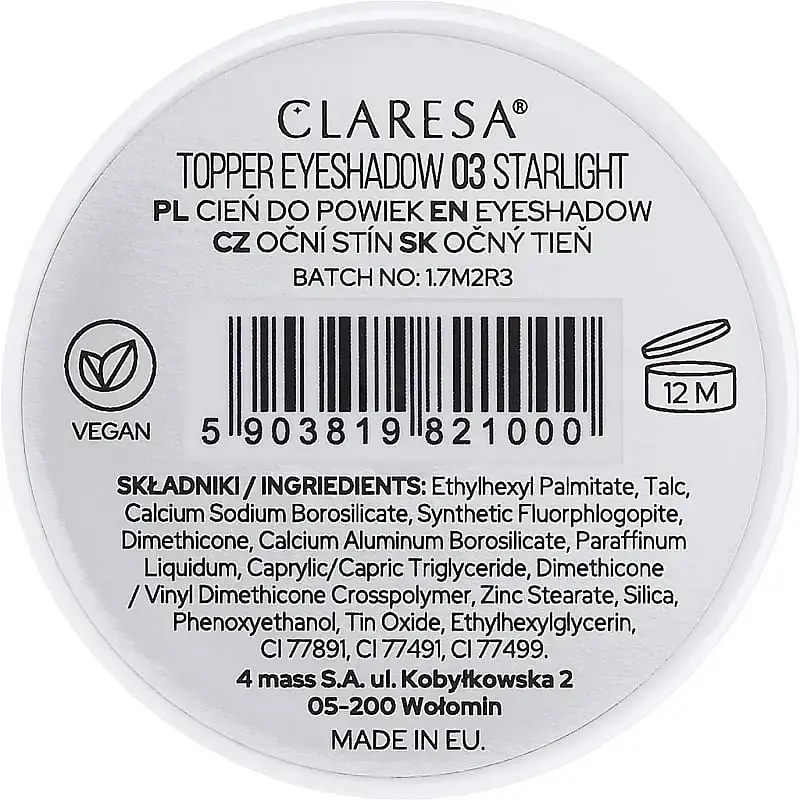 Тіні для повік Claresa Topper Eyeshadow тон 03 (Starlight) 1.2 г - фото 2