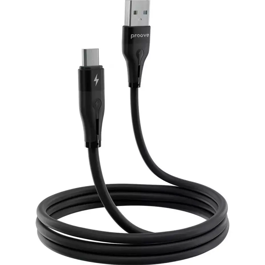 Кабель Proove Soft Silicone USB-A to Micro-USB 2.4A 1m Black (CCSO20001301) [130625] - фото 2