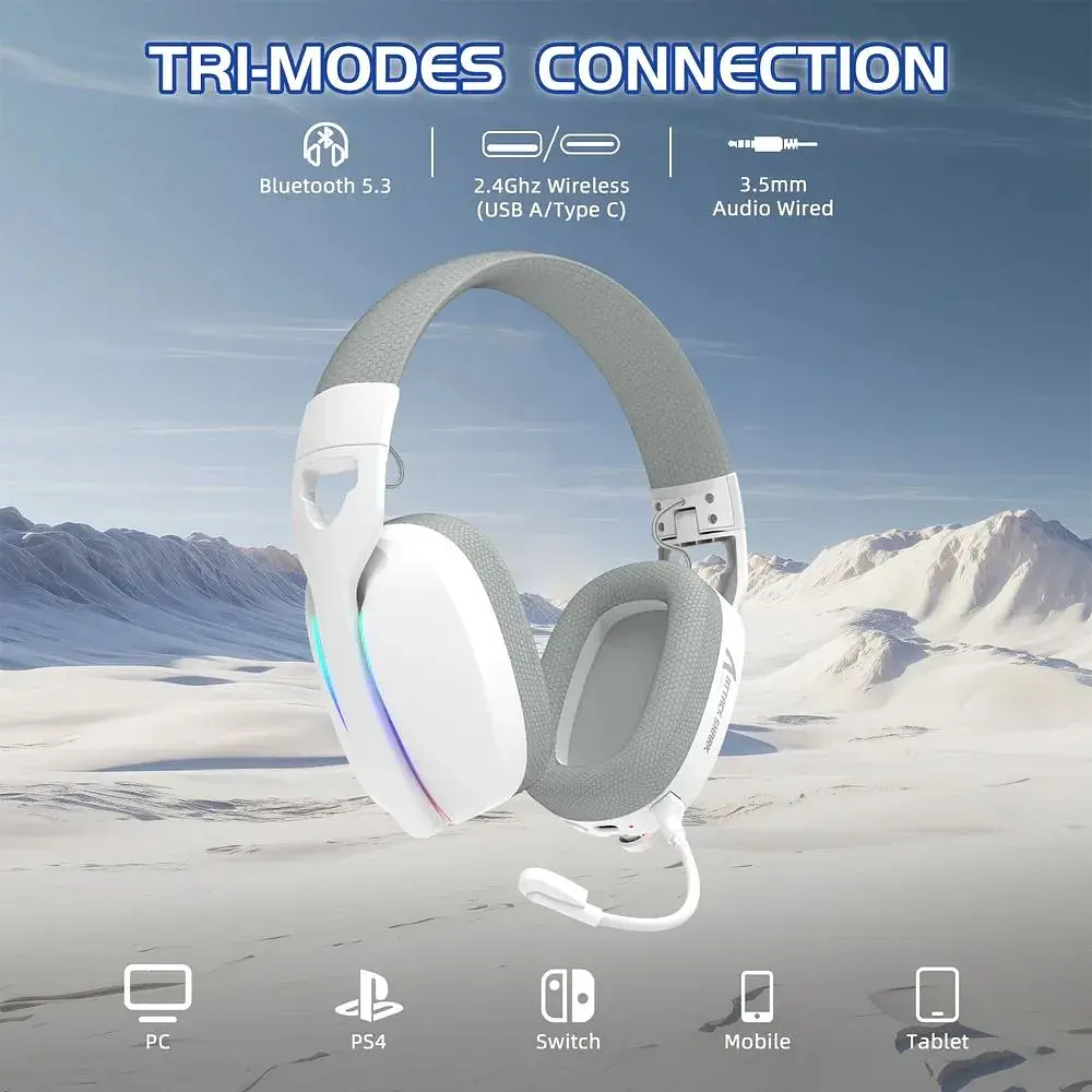 Ігрова гарнітура Attack Shark L90 Wireless,2.4GHz/Bluetooth/3.5mm PS4/PS5/Switch/Xbox/Mac/PC White (L90W_AS) - фото 4