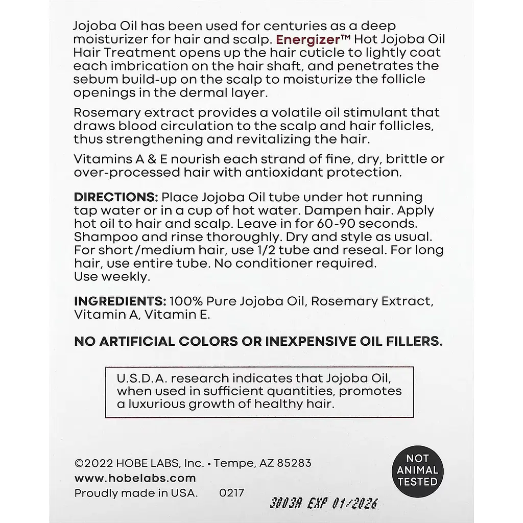 Олія для волосся Hobe Labs Energizer Hot Jojoba Oil Hair Treatment 3 Reclosable Tubes 14.8 мл - фото 2