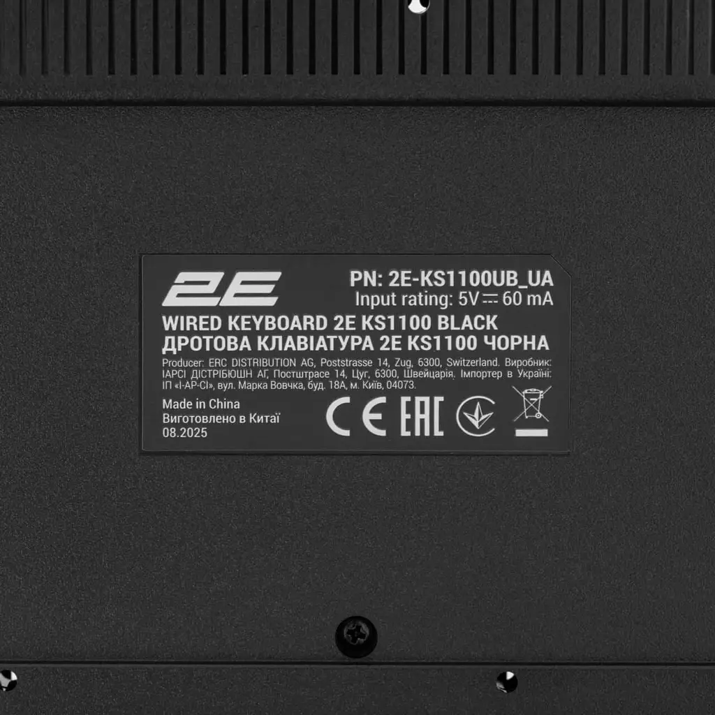 Клавіатура 2E KS1100 104key 2xUSB HUB EN/UK Black (2E-KS1100UB_UA) - фото 6