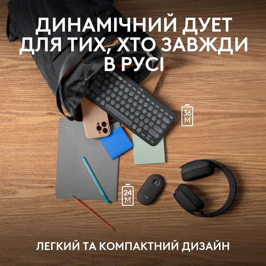 Комплект (клавиатура + мышь) Logitech Pebble 2 Combo Graphite (920-012239) UA [141507] - фото 14