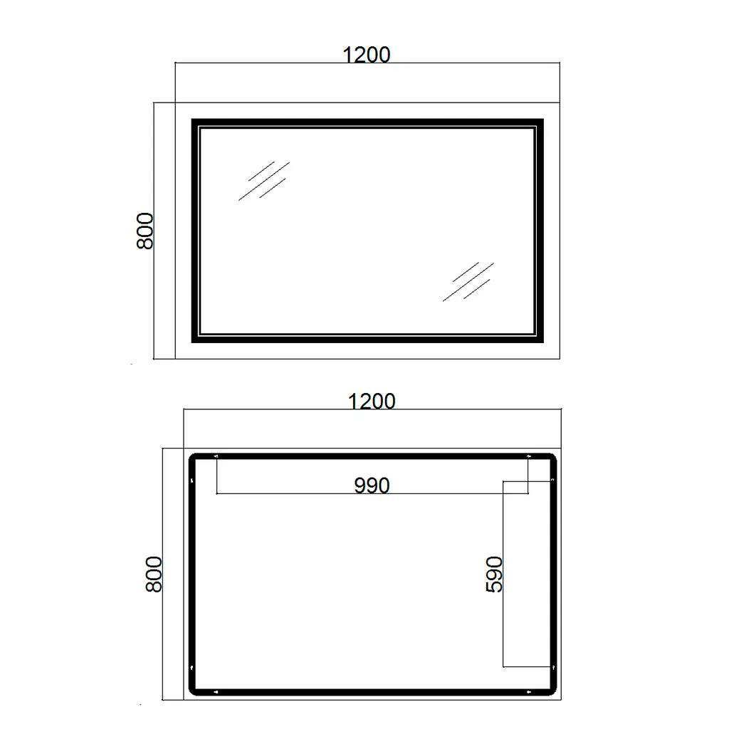 Дзеркало Qtap Cardinal 1200x800 з LED-підсвічуванням Touch, з антизапотіванням, з димером температури кольору (3000-6500K) QT0478C12080 - фото 2