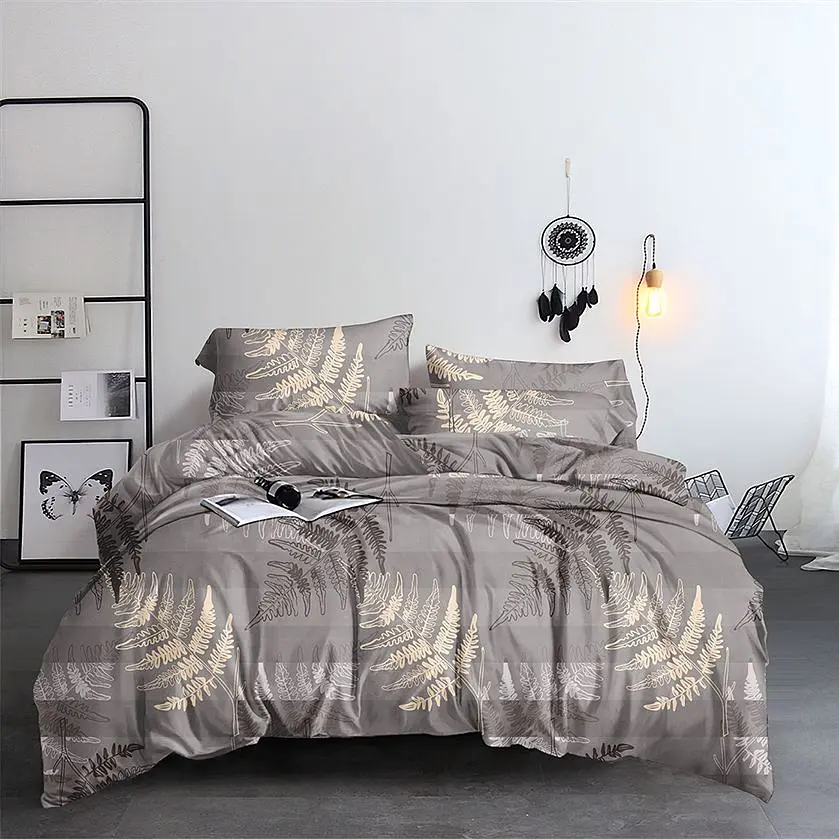 Покривало стьобане Home Line Мікрофібра папороть 210x220 см сіре (175483) - фото 2