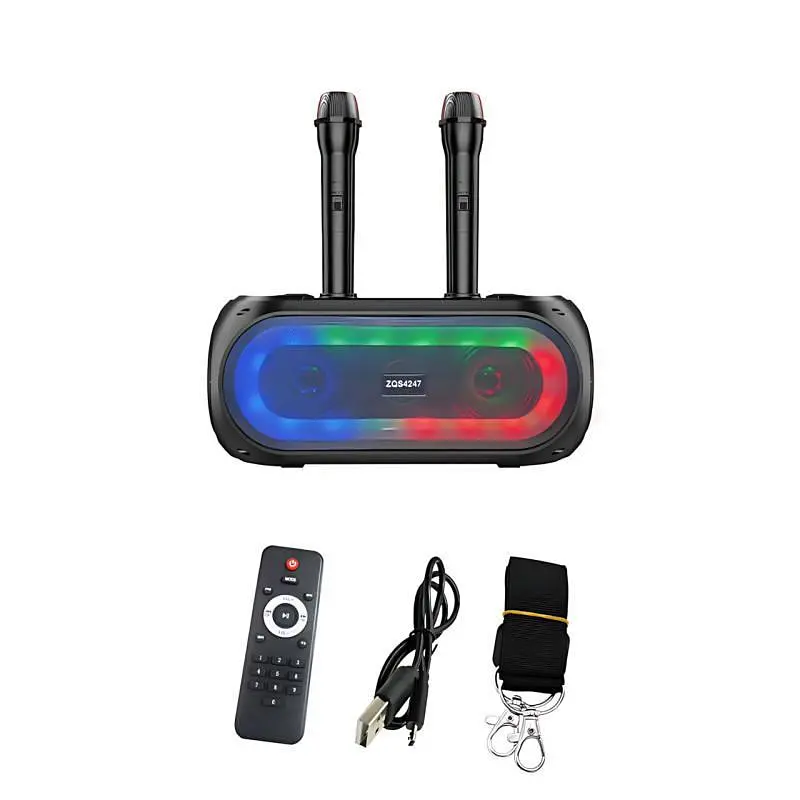 Портативна Bluetooth-колонка з радіомікрофоном і RGB-підсвіткою, ZQS4247 бездротова акустична система з TWS-режимом - фото 6