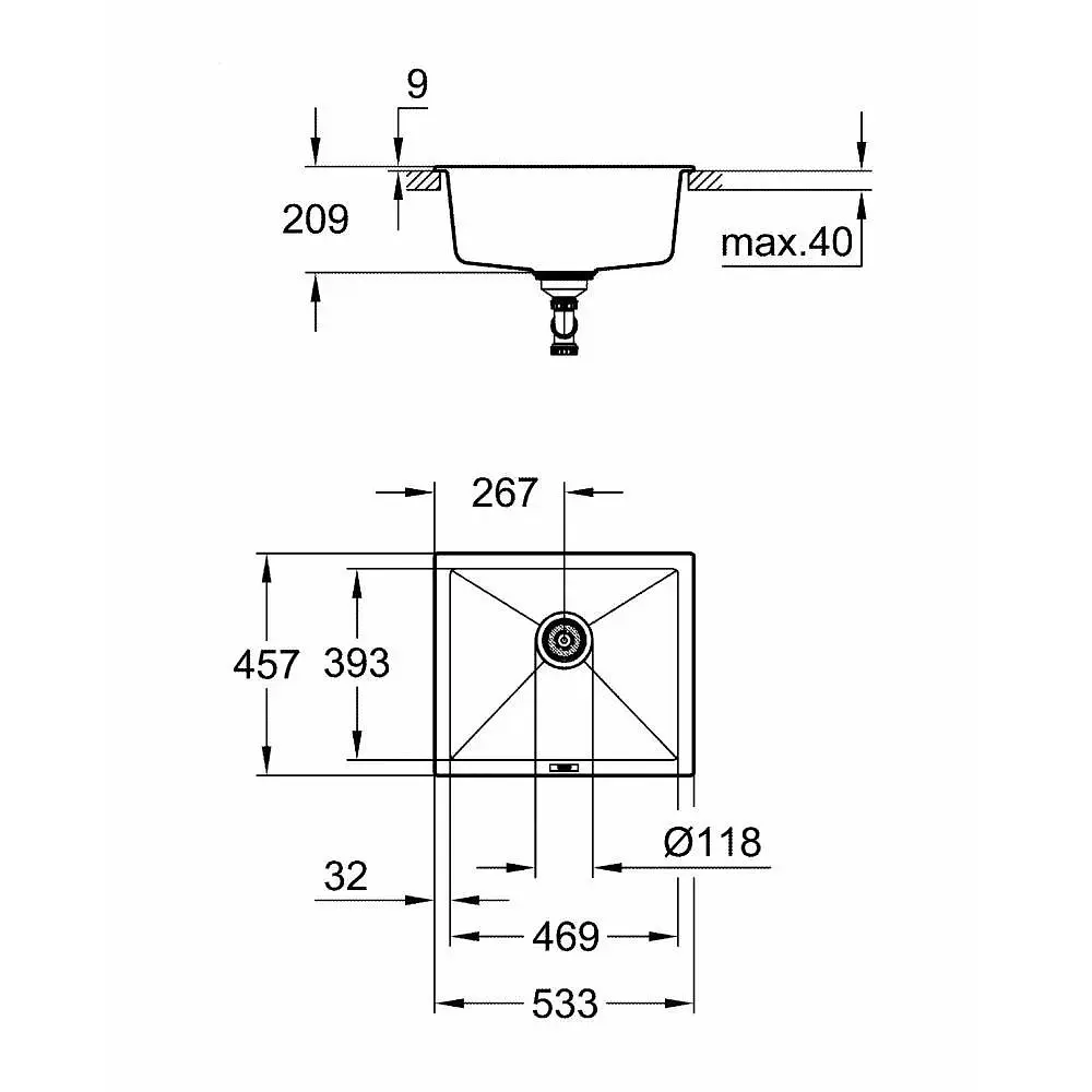 Кухонна мийка Grohe Sink K700 Undermount 31654AP0, Чорний - фото 2