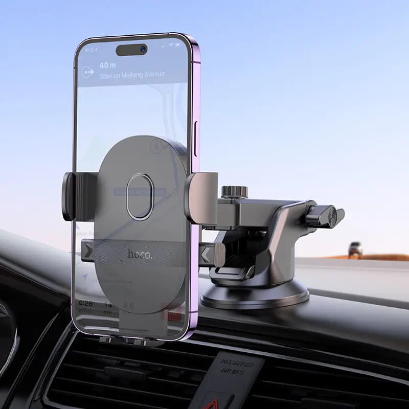 Автодержатель Hoco H19 Mighty one-button (center console) Black - фото 8