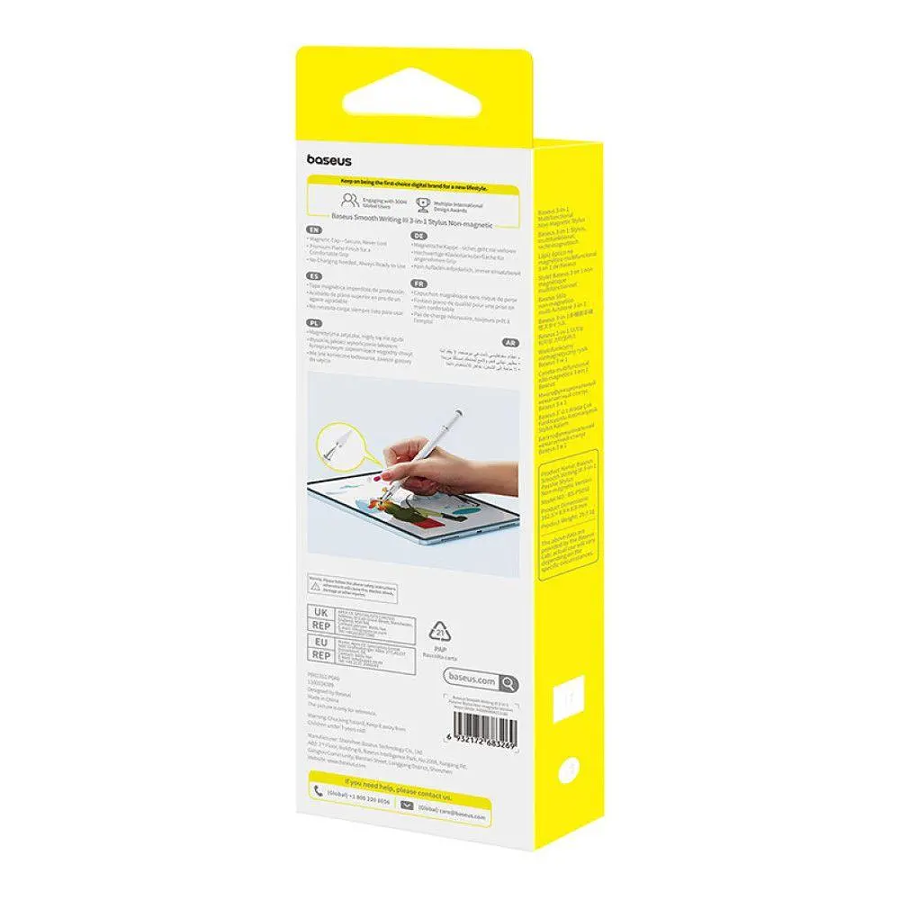 Стилус Baseus Smooth Writing III 3-in-1 Passive Stylus Non-magnetic Version Moon Білий - фото 3